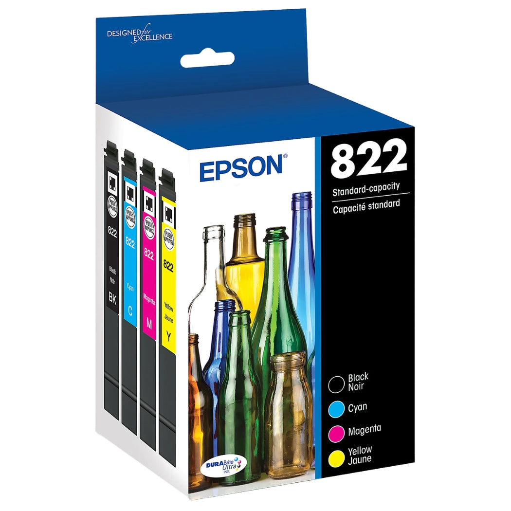 New, Pre-Owned - Epson 822 Standard Yield Multi-Color (4-Pack) Ink Cartridge, T822120-BCS