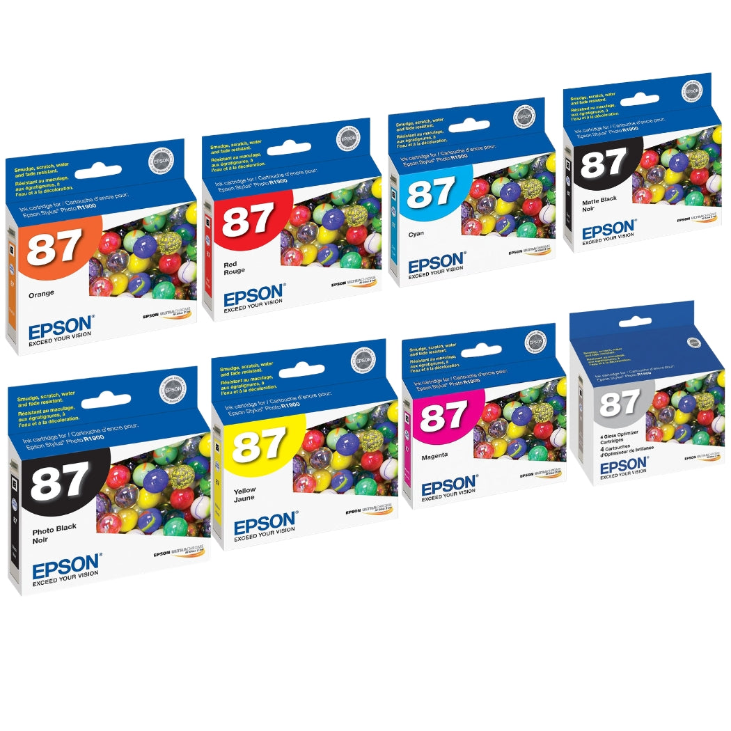 New, Pre-Owned - Epson T087 Black and Color Ink Cartridges- 8 Pack
