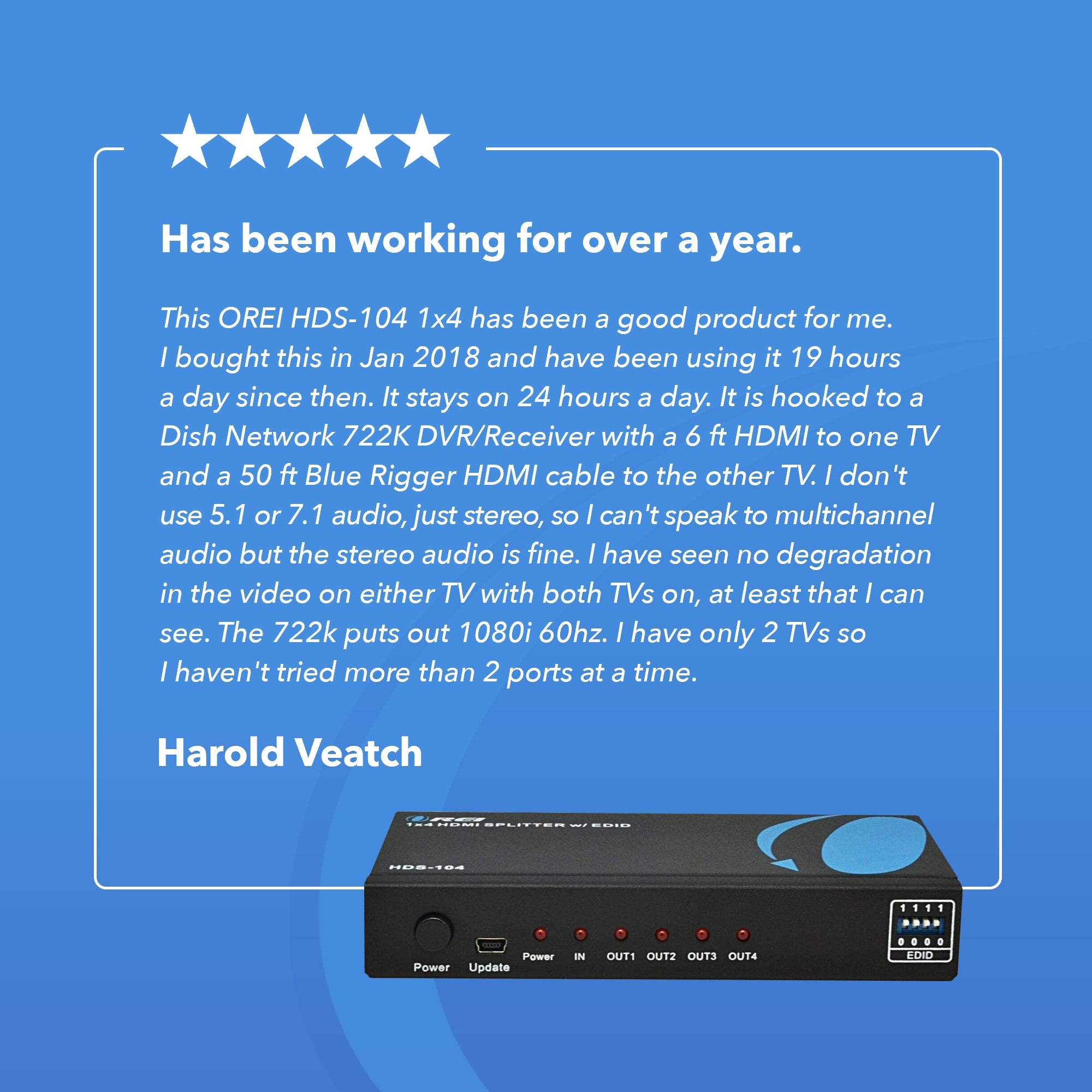 4K@60Hz 1x4 HDMI™ Splitter-HDS-104