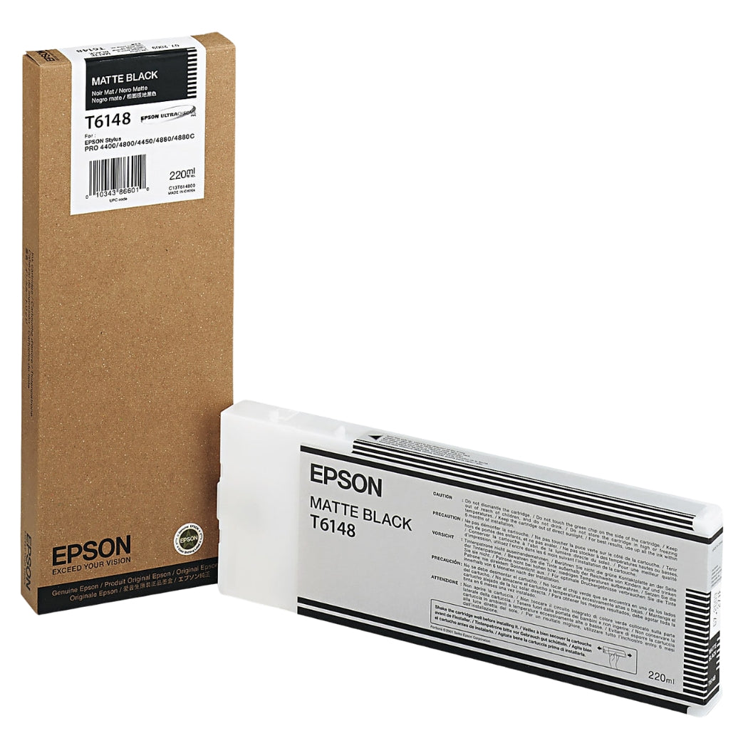 New, Pre-Owned - Epson 220ml Matte Black Inkjet Cartridge, T614800