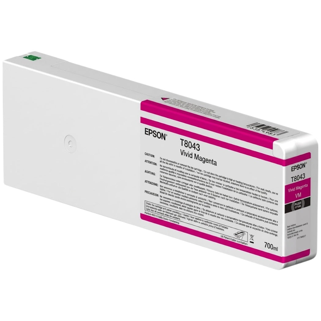 New, Pre-Owned - Epson (T8043) 700ml Vivid Magenta UltraChrome Ink Cartridge, T804300