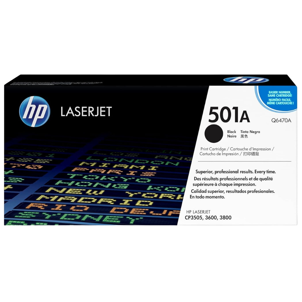 New, Pre-Owned - HP 501A Standard Yield Black LaserJet Toner Cartridge, Q6470A