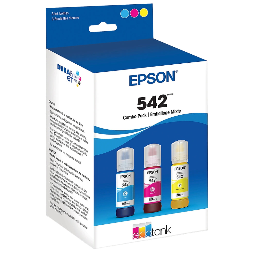 New, Pre-Owned - Epson 542 Standard Yield Multi-color (3-Pack) Ink Bottle T542520-S