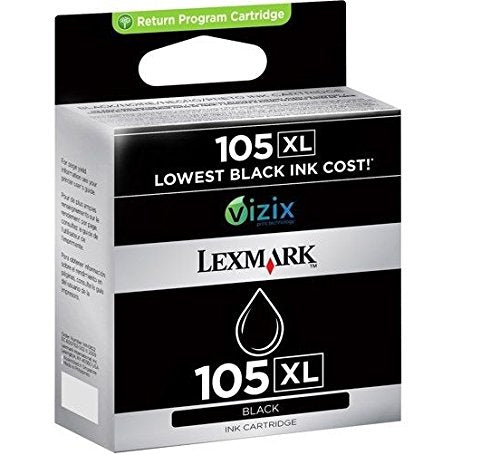 New, Pre-Owned - Lexmark 105XL High-Yield Black Inkjet Cartridge, 14N0822