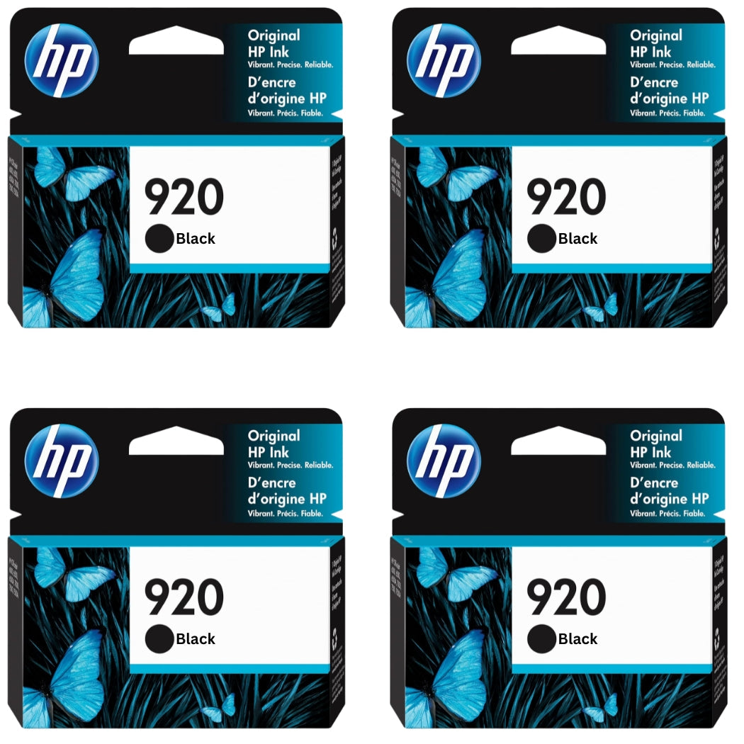 New, Pre-Owned - HP 920 (CD971AN) Black Ink Cartridges 4 Pack