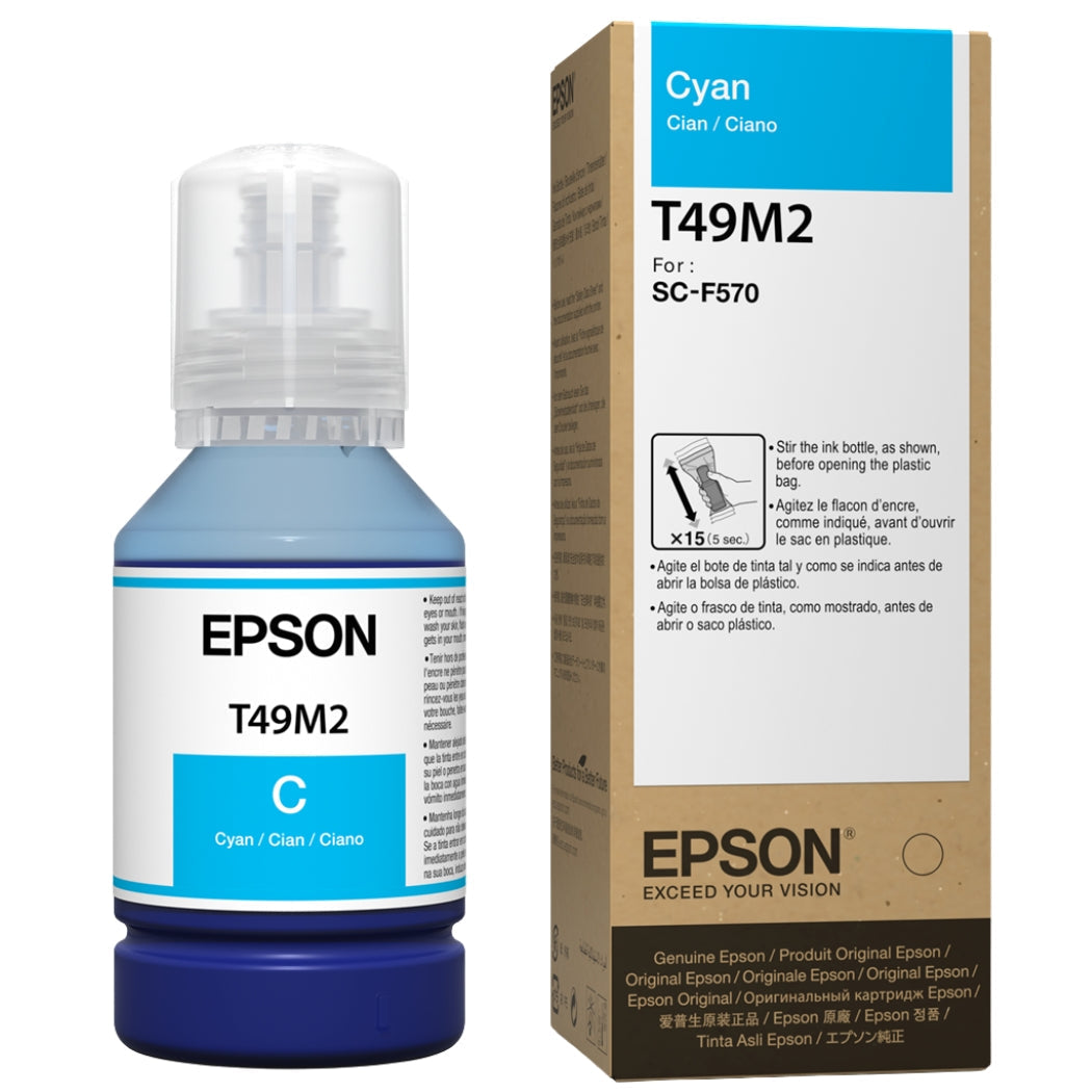 New, Pre-Owned - Epson 140ml Cyan Ink Bottle, T49M220