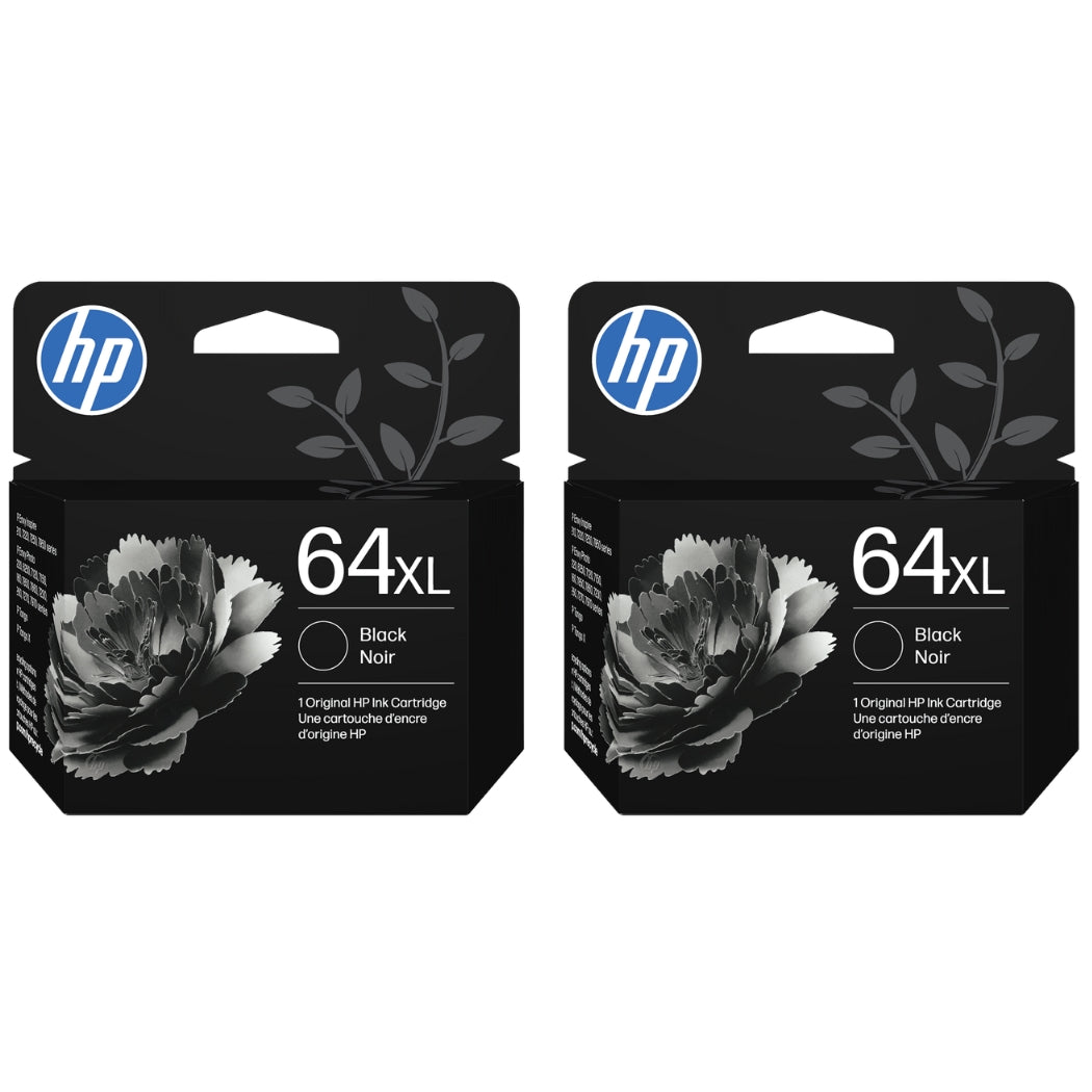 New, Pre-Owned - HP 64XL (N9J92AN) Black Ink Cartridge- 2 Pack