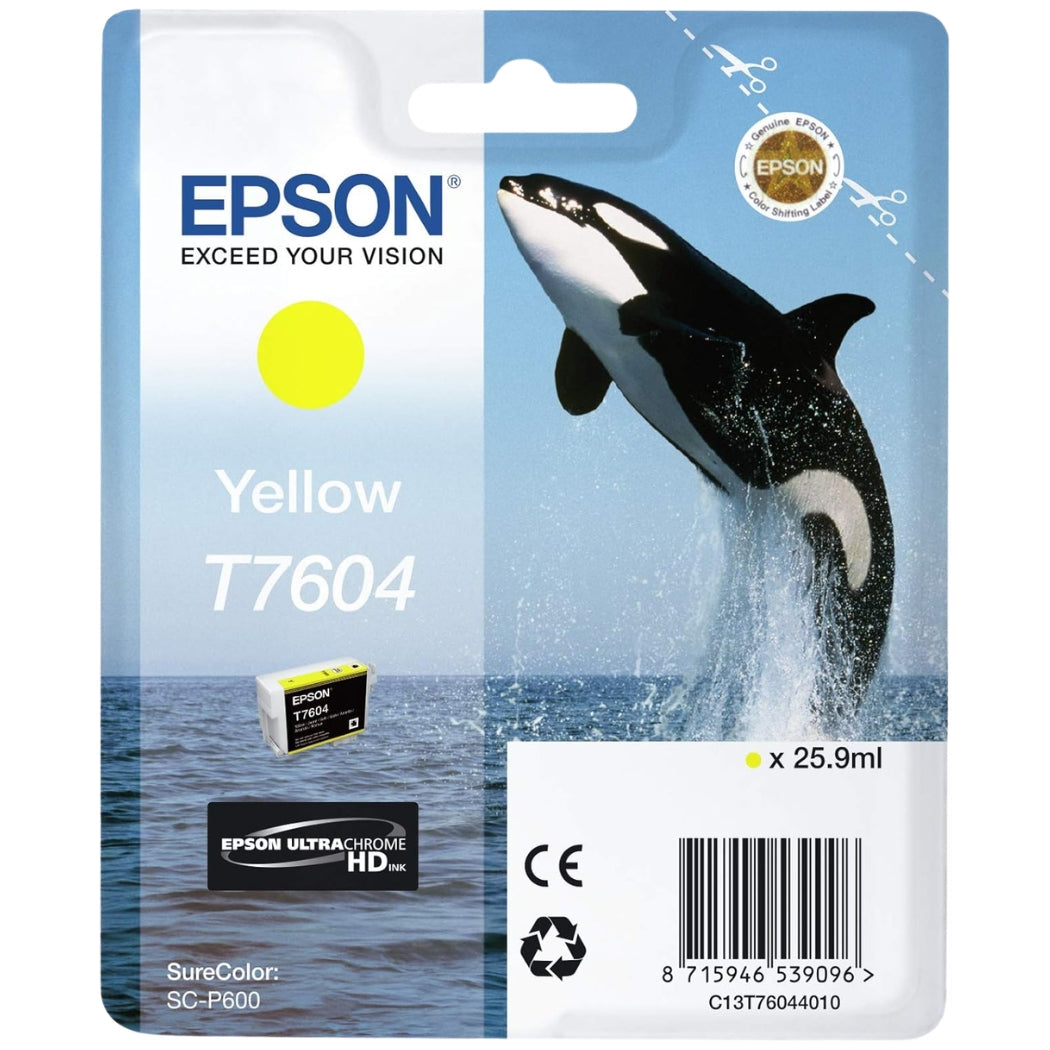 New, Pre-Owned - Epson T7604 Standard Yield Yellow Ink Cartridge