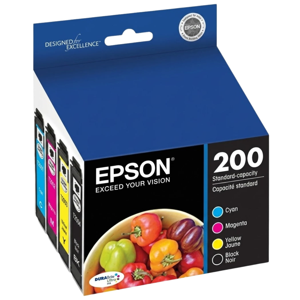 New, Pre-Owned - Epson 200 Black, Cyan, Magenta & Yellow Ink Cartridge