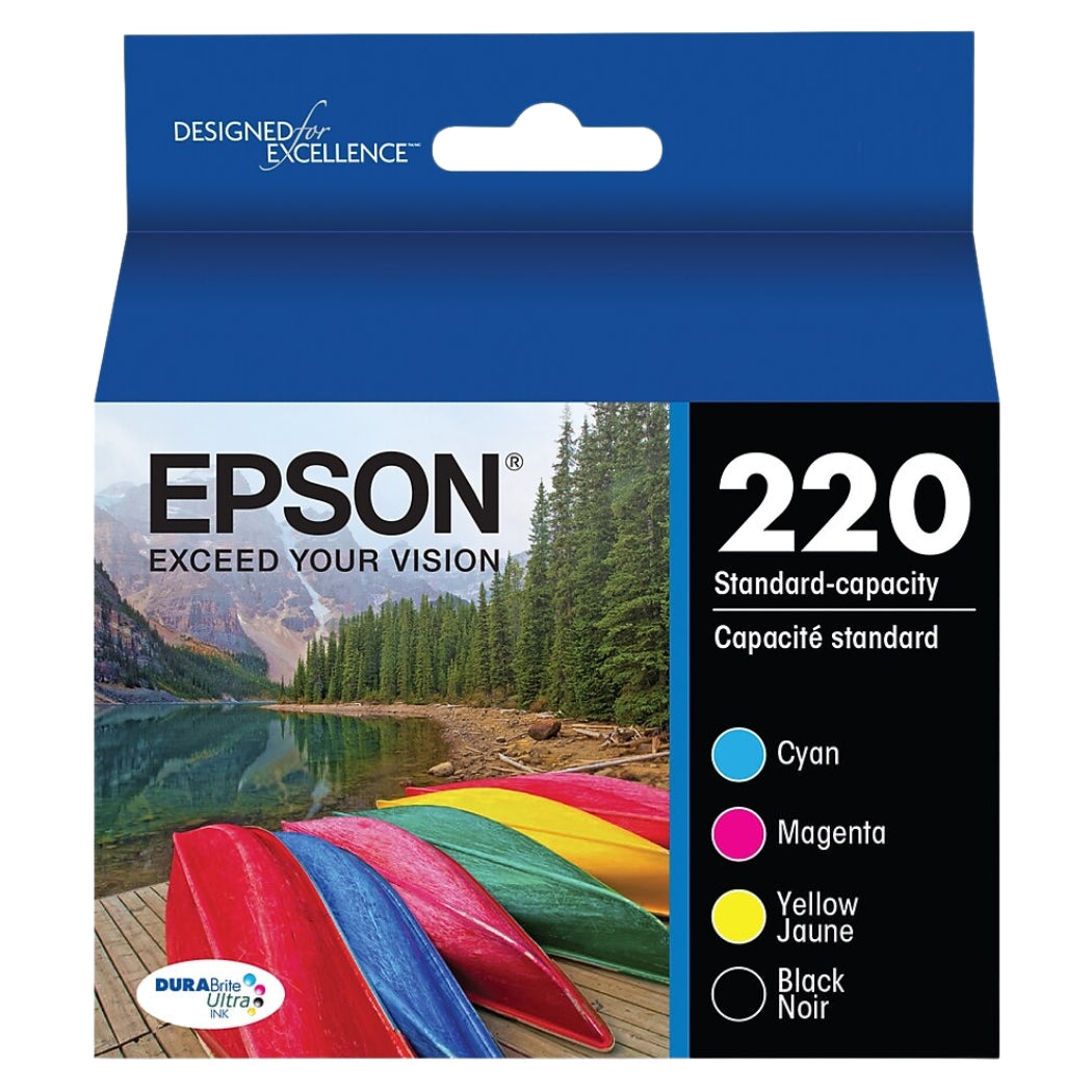 New, Pre-Owned - Epson 220 4-Pack Ink Cartridges- Black/Cyan/Magenta/Yellow