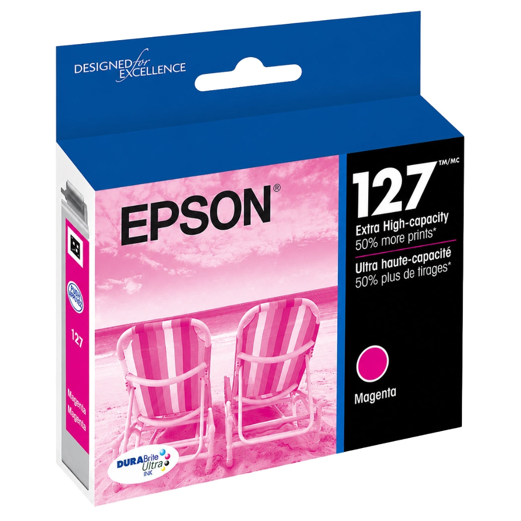 New, Pre-Owned - Epson 127 Magenta ink cartridge, T127320