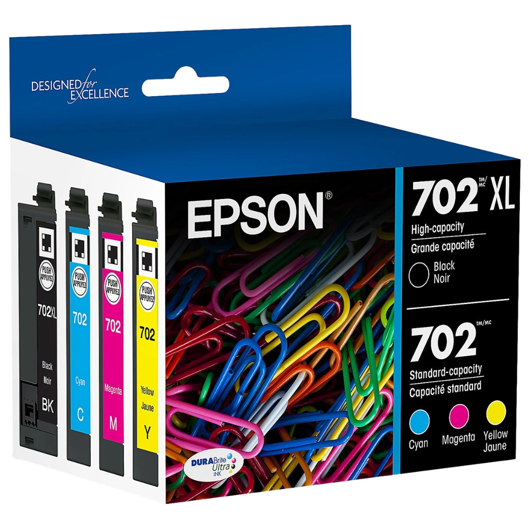 New, Pre-Owned - Epson T702XL/702 Multi-Color (4-Pack) Ink Cartridge, T702XL-BCS