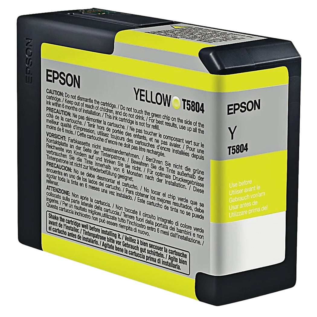 New, Pre-Owned - Epson T5804 Yellow 80ml Ink Cartridge