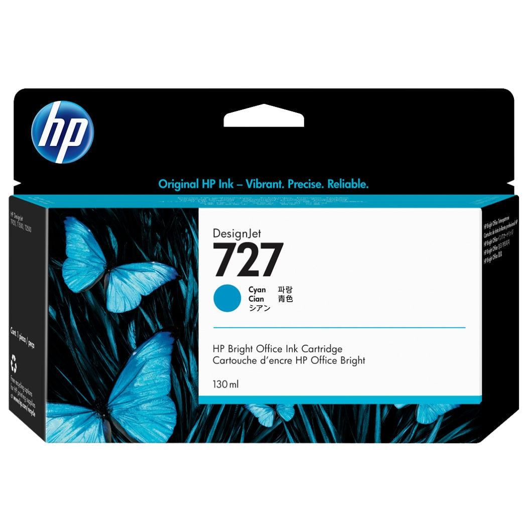 New, Pre-Owned - HP 727 130mL (B3P19A) Cyan Ink Cartridge