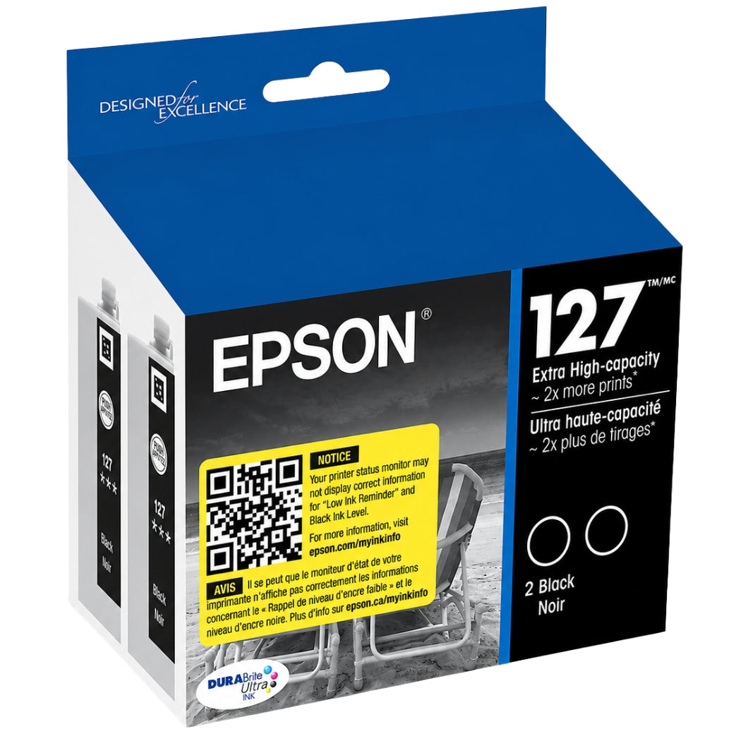 New, Pre-Owned - Epson 127 Black ink cartridge, 2 Pack