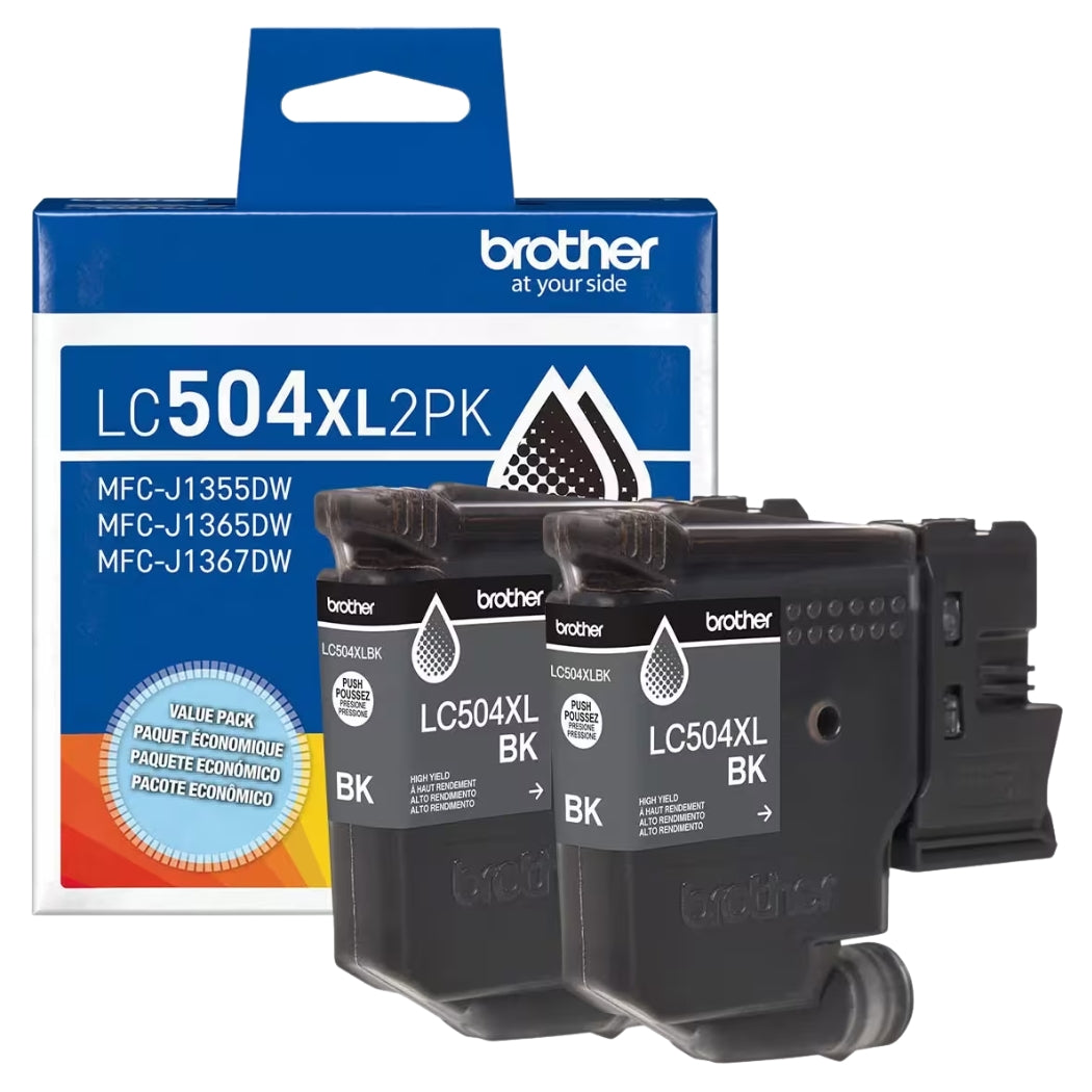 New, Pre-Owned - Brother LC504XL High Yield Black Ink Cartridge,2-pack