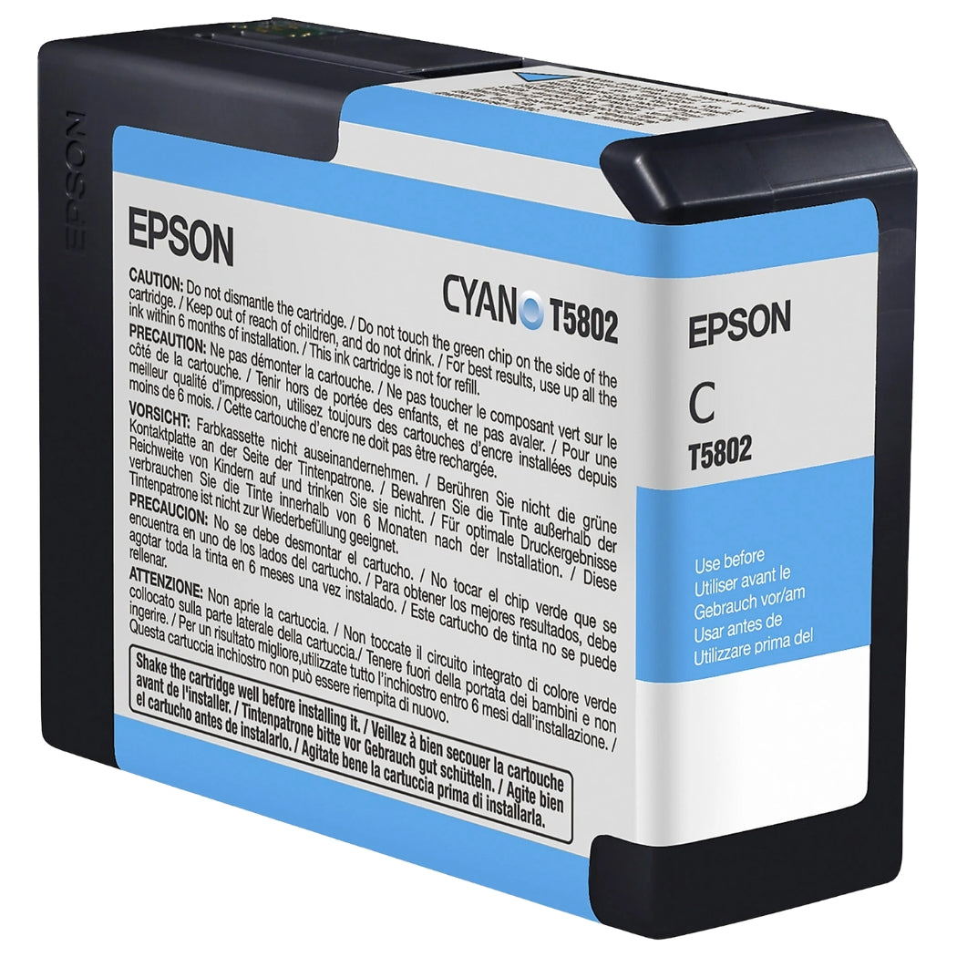 New, Pre-Owned - Epson T5802 Cyan 80ml Ink Cartridge