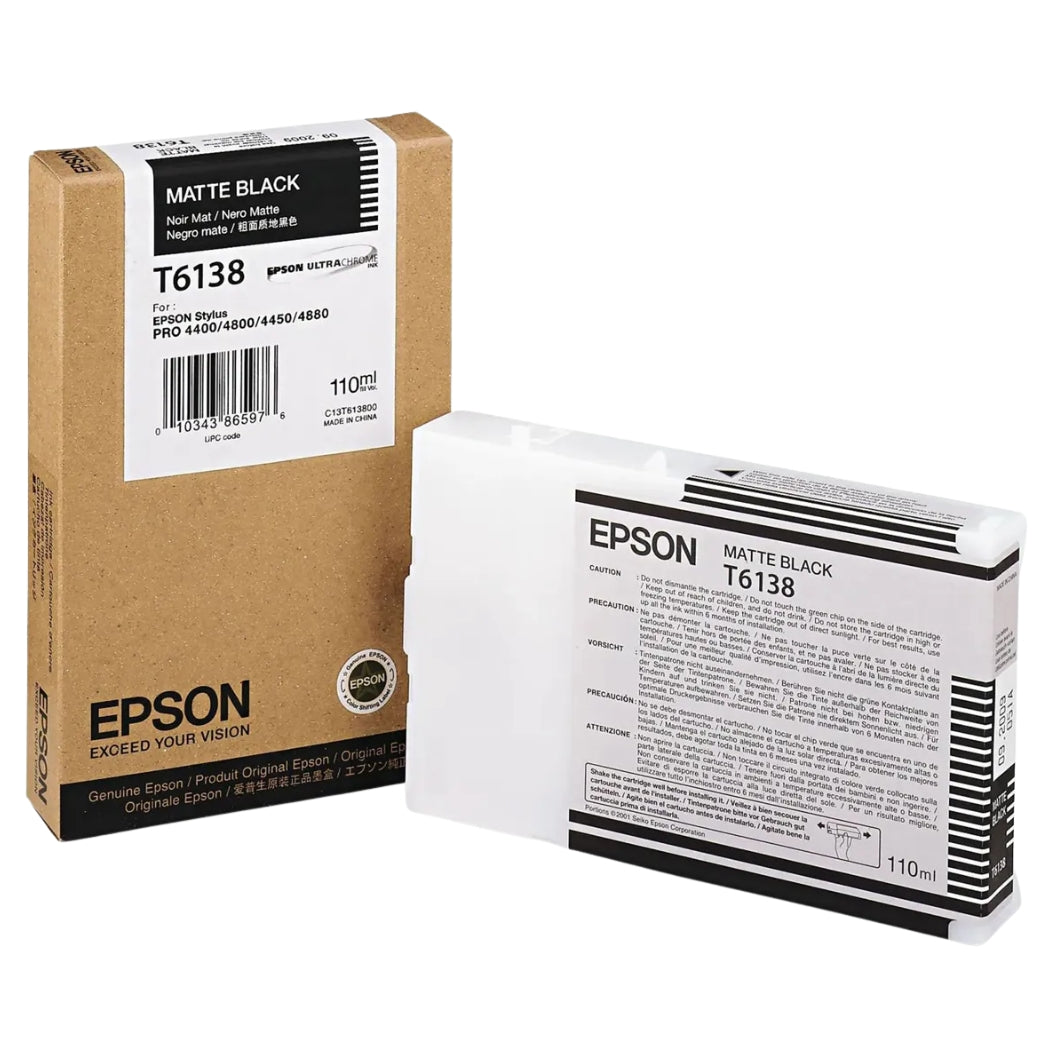 New, Pre-Owned - Epson 110ml Matte Black Inkjet Cartridge, T613800