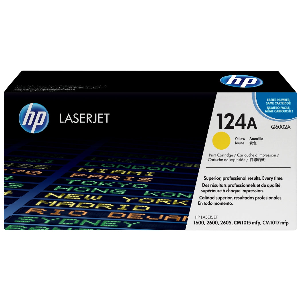 New, Pre-Owned - HP 124A High Yield Yellow LaserJet Toner Cartridge, Q6002A
