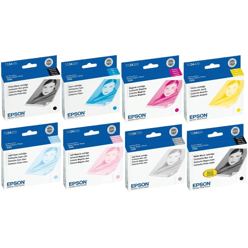 New, Pre-Owned - Epson T034 Black and Color Ink Cartridges-8 Pack