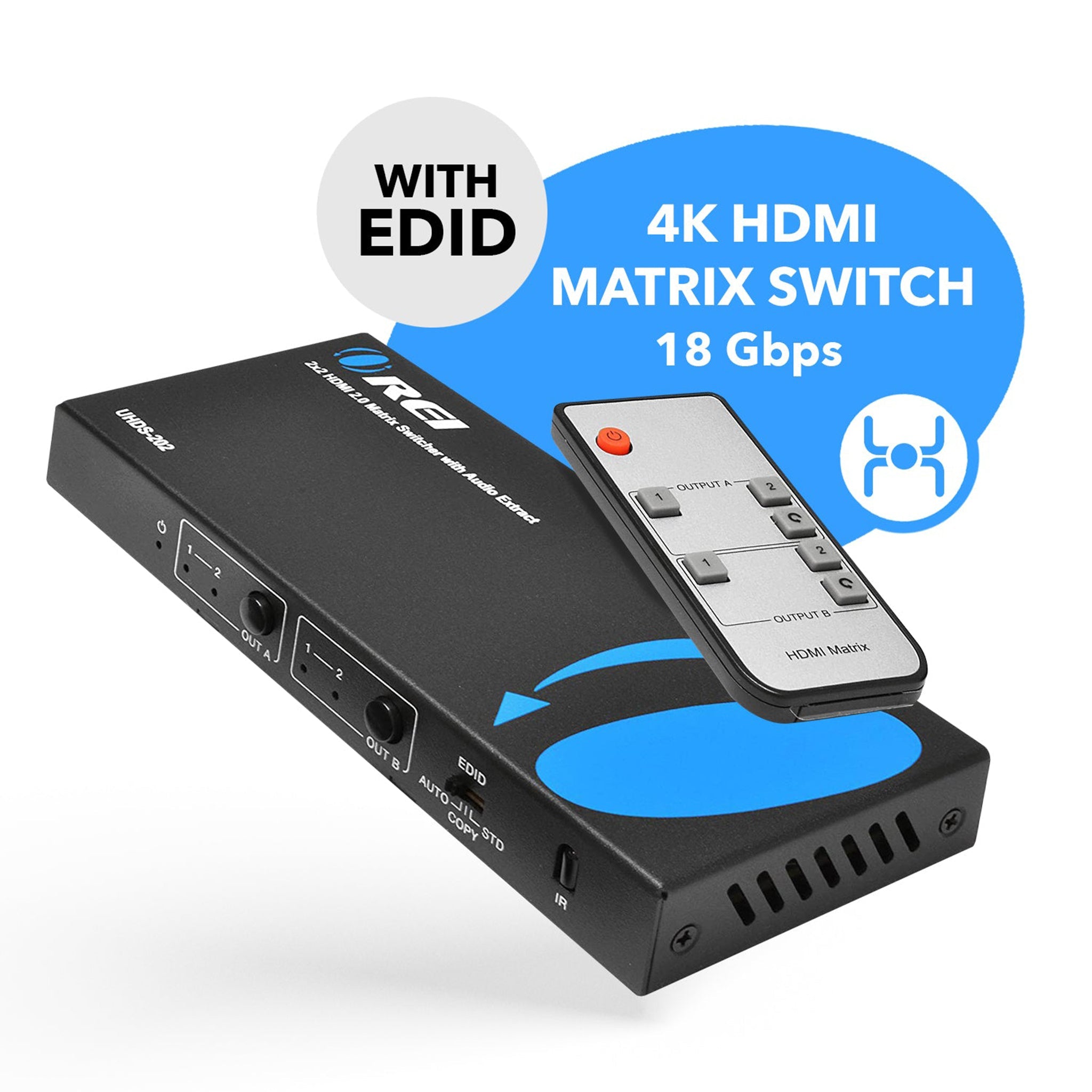 4K@60hz 2x2 HDMI™ Matrix  (Audio Extract)-UHDS-202