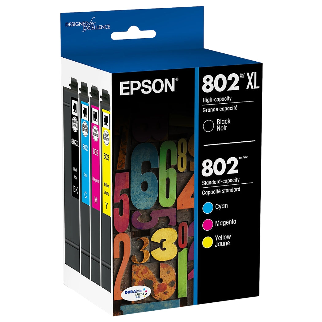 New, Pre-Owned - Epson T802XL/802 Multi-Color (4-Pack) Ink Cartridge