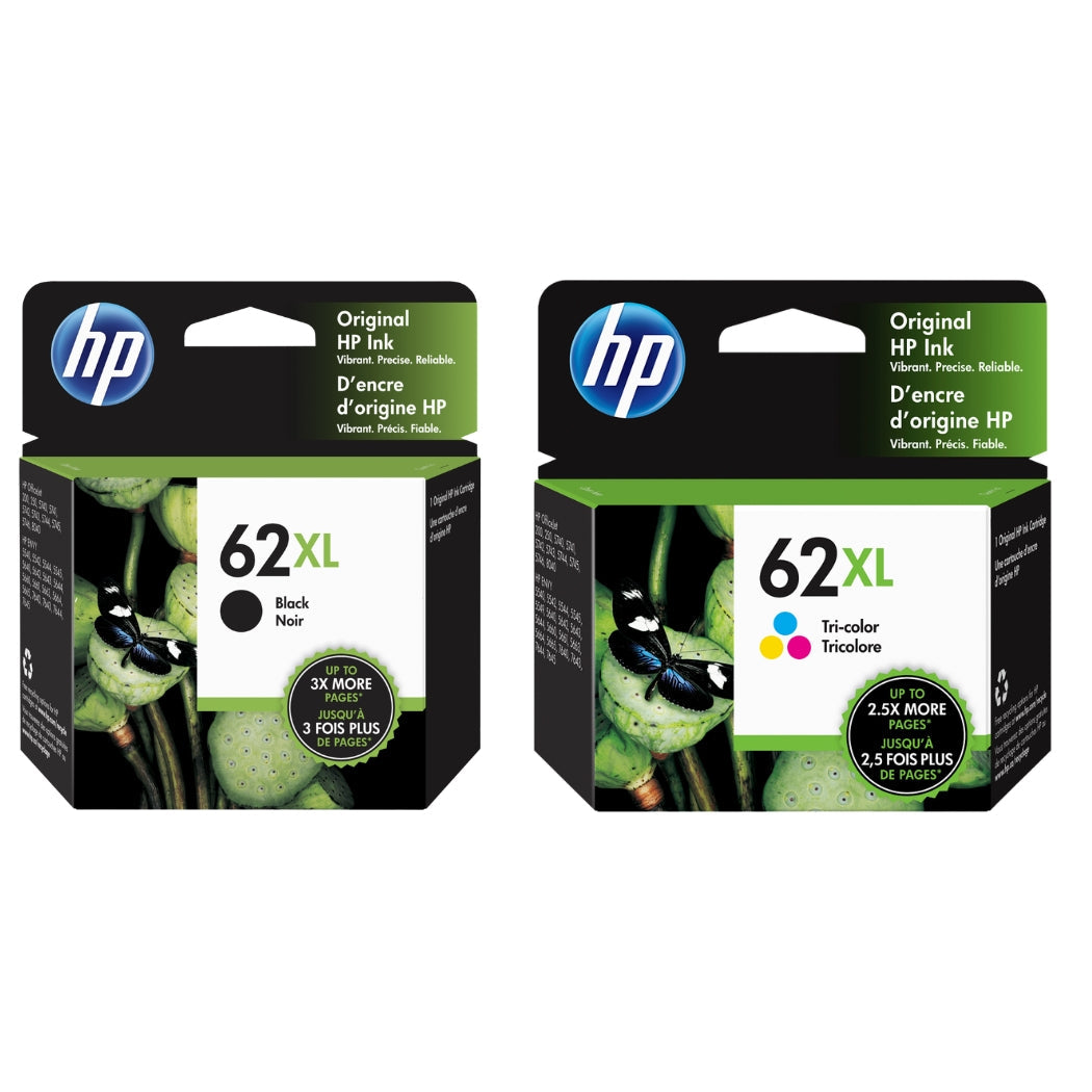 New, Pre-Owned - HP 62XL Black & Tri-Color Ink Cartridge - 2 Pack