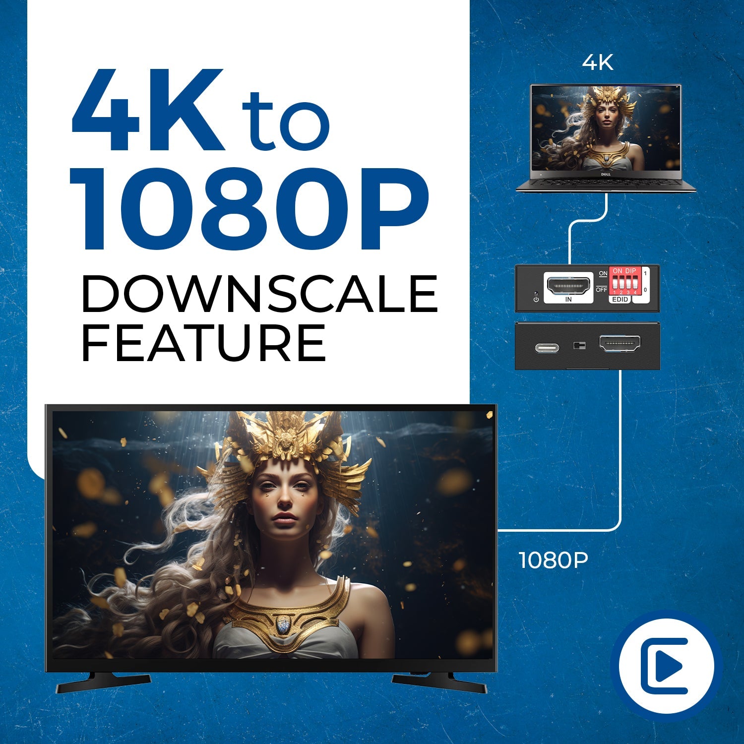 4K HDMI Signal Manager Supports HDMI 2.0, HDCP 2.3 - Downscale from 4K to 1080p (XD-3000)