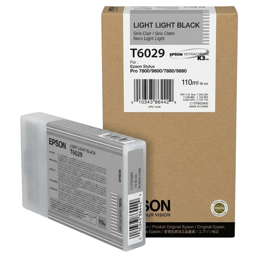 New, Pre-Owned - Epson T6029 Standard Yield 110ml Light Light Black Ink Cartridge, C13T602900