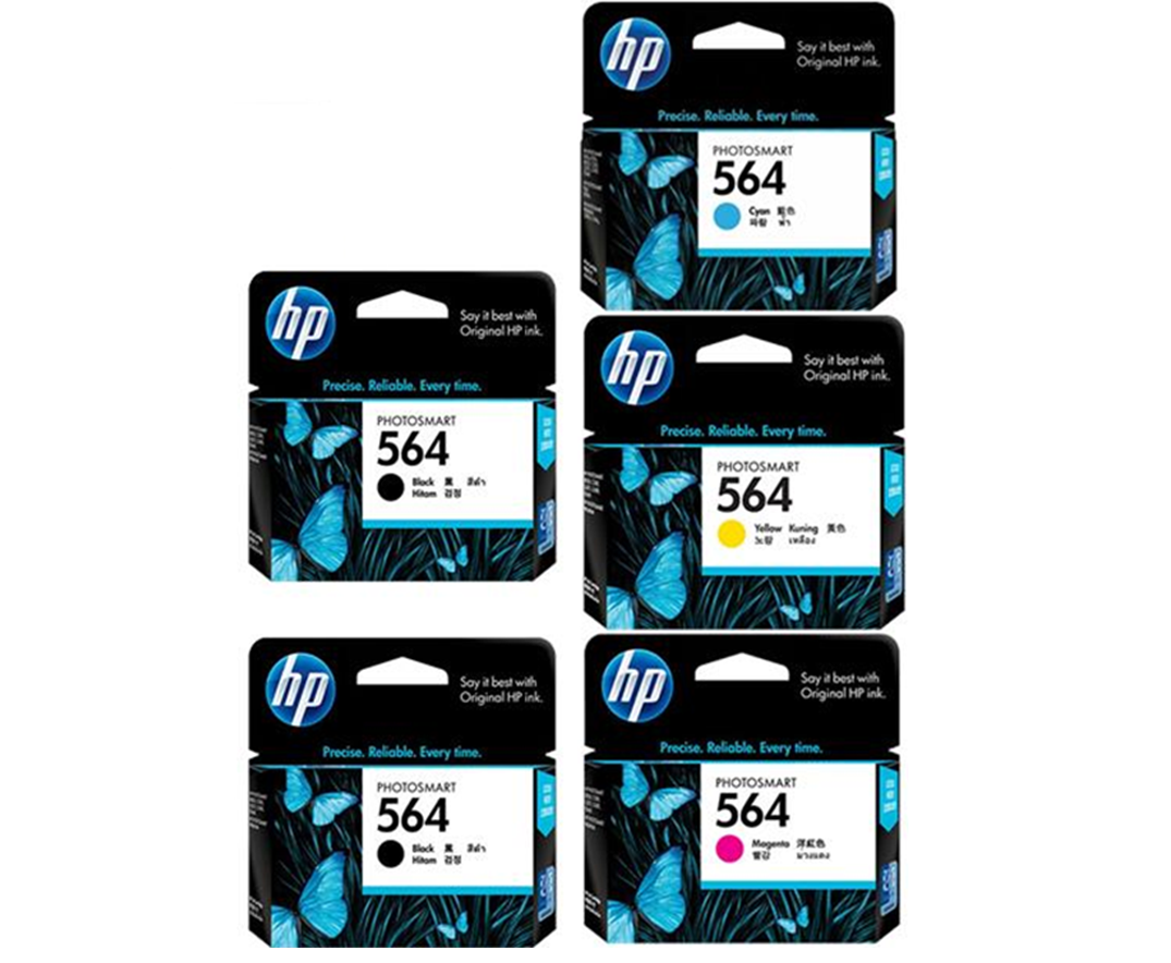 New, Pre-Owned - HP 564 Black, Cyan, Magenta, Yellow Ink (5-pack)