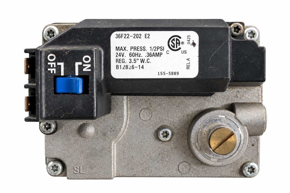 White-Rodgers 36F22-202 E2 gas valve isolated on white background