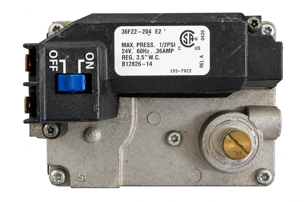 White-Rodgers 36F22-204 E2 furnace gas valve white background