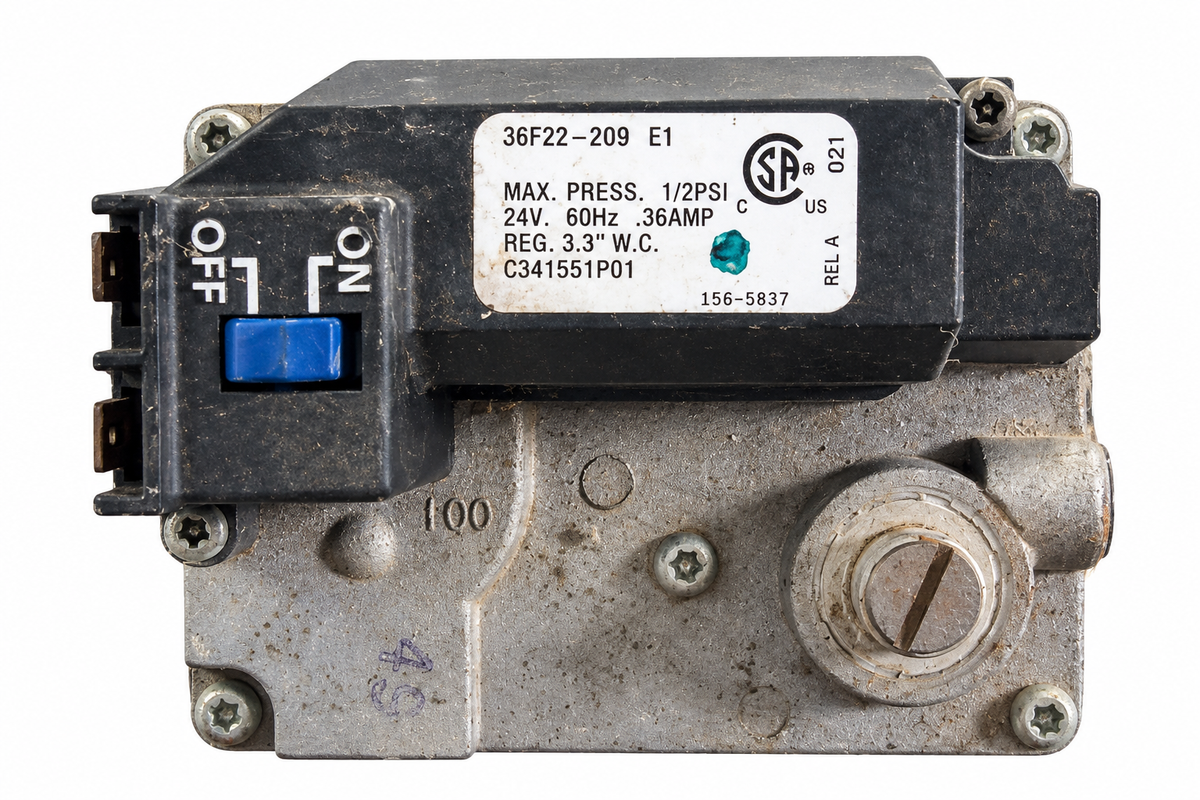 White-Rodgers 36F22-209 C341551P01 gas valve white background