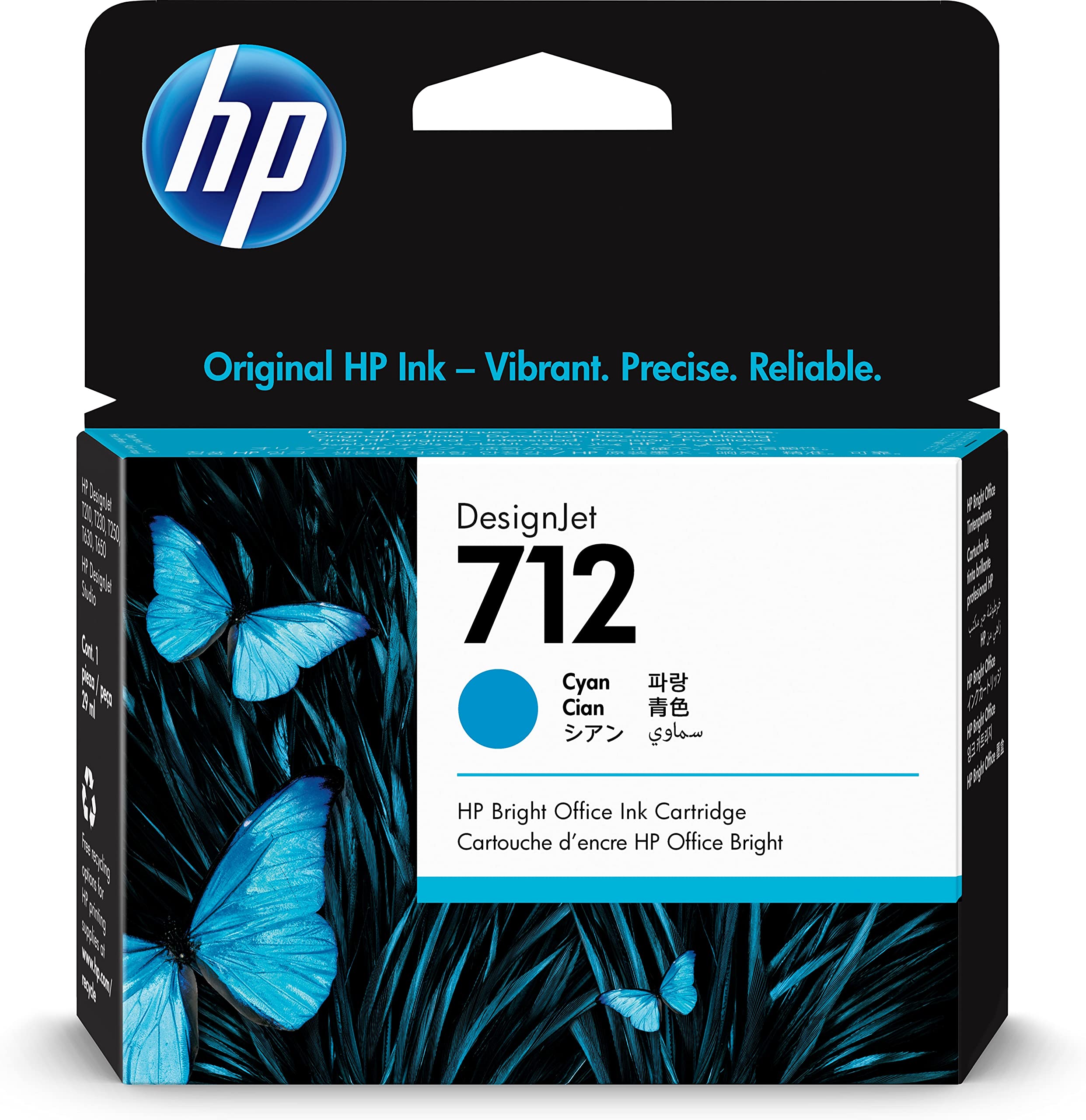 New, Pre-Owned - HP 712 29ml Cyan DesignJet Ink Cartridge, 3ED67A