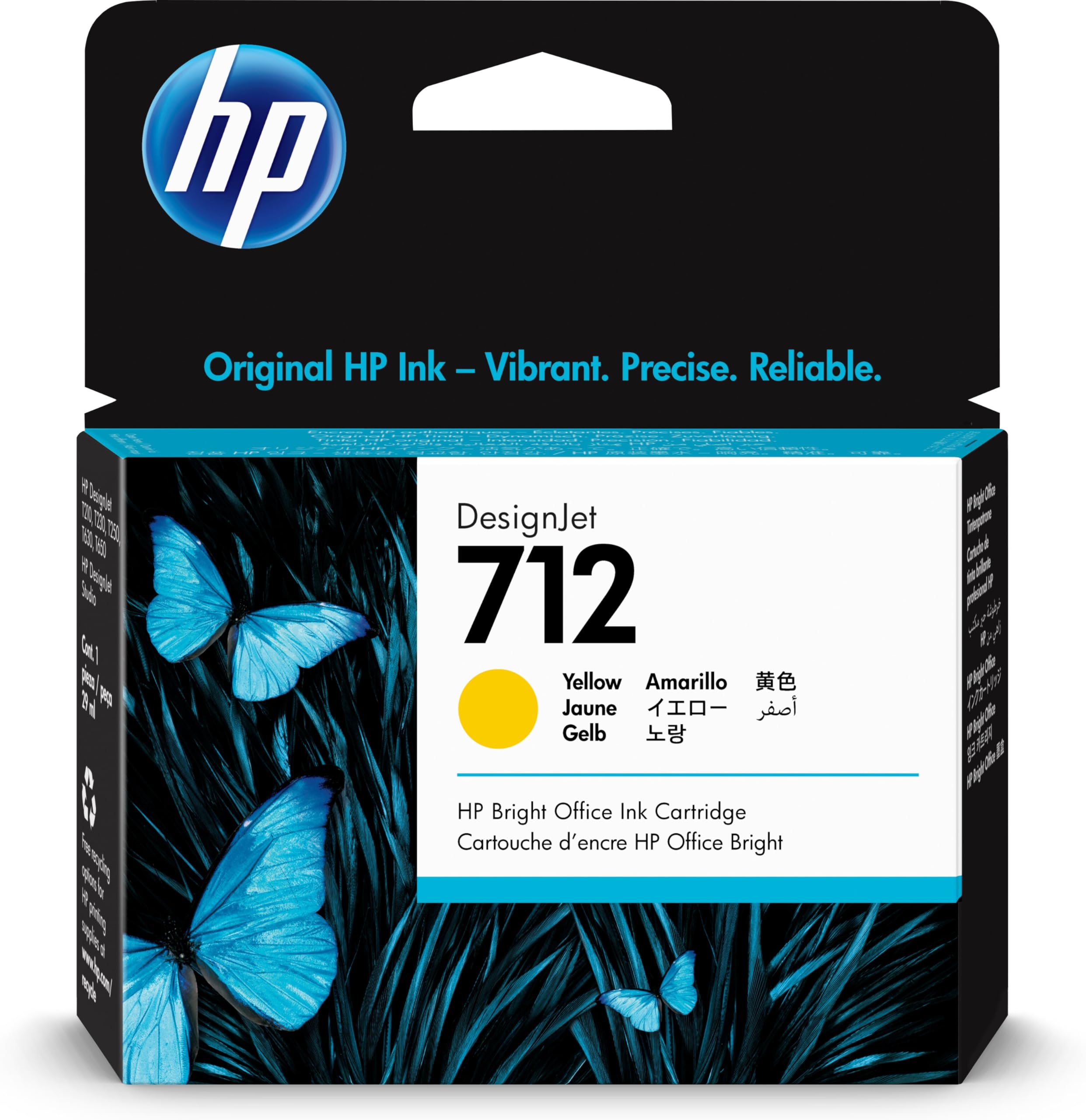 New, Pre-Owned - HP 712 29ml Yellow DesignJet Ink Cartridge, 3ED69A