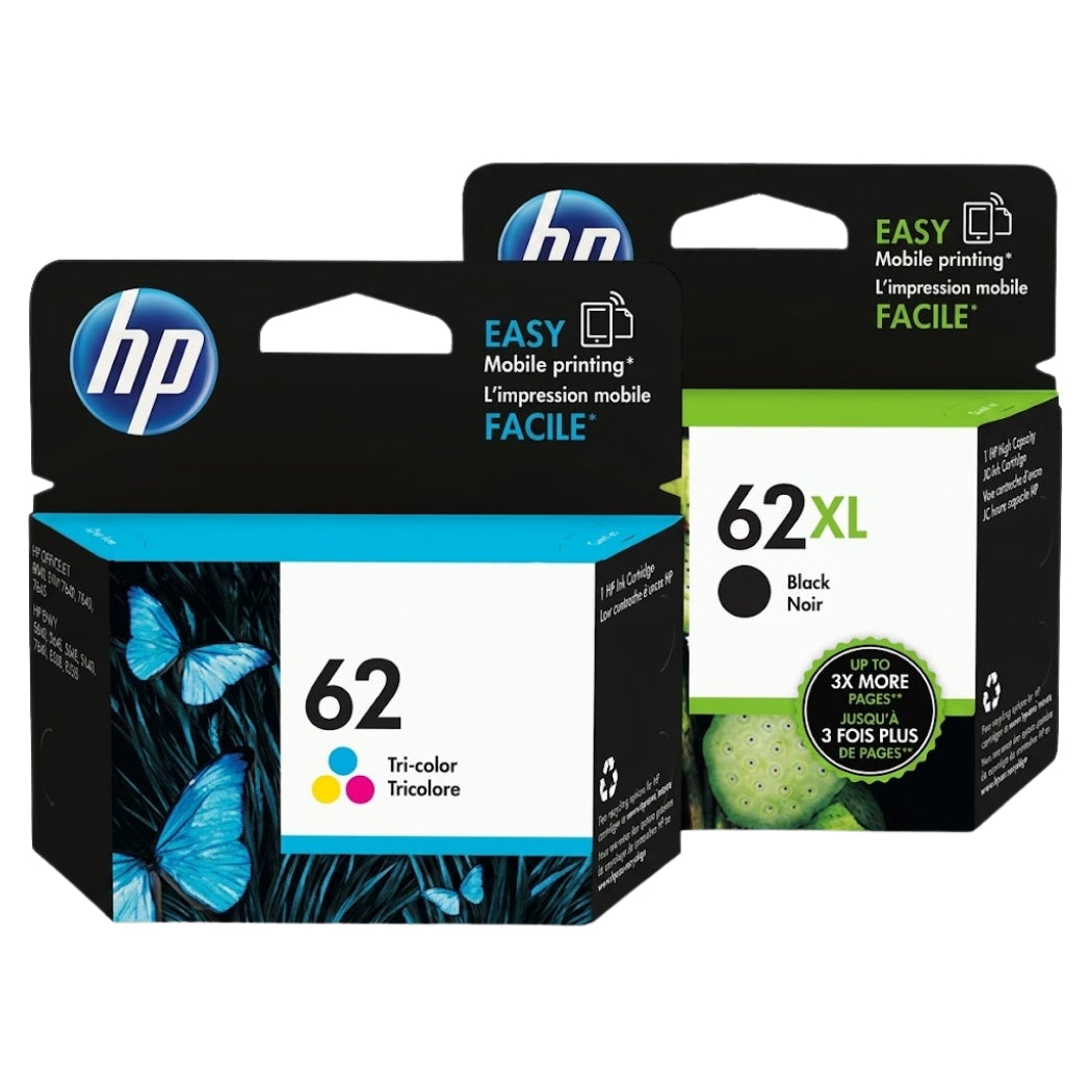 New, Pre-Owned - HP 62XL Black & 62 Color Ink Cartridge- 2 Pack