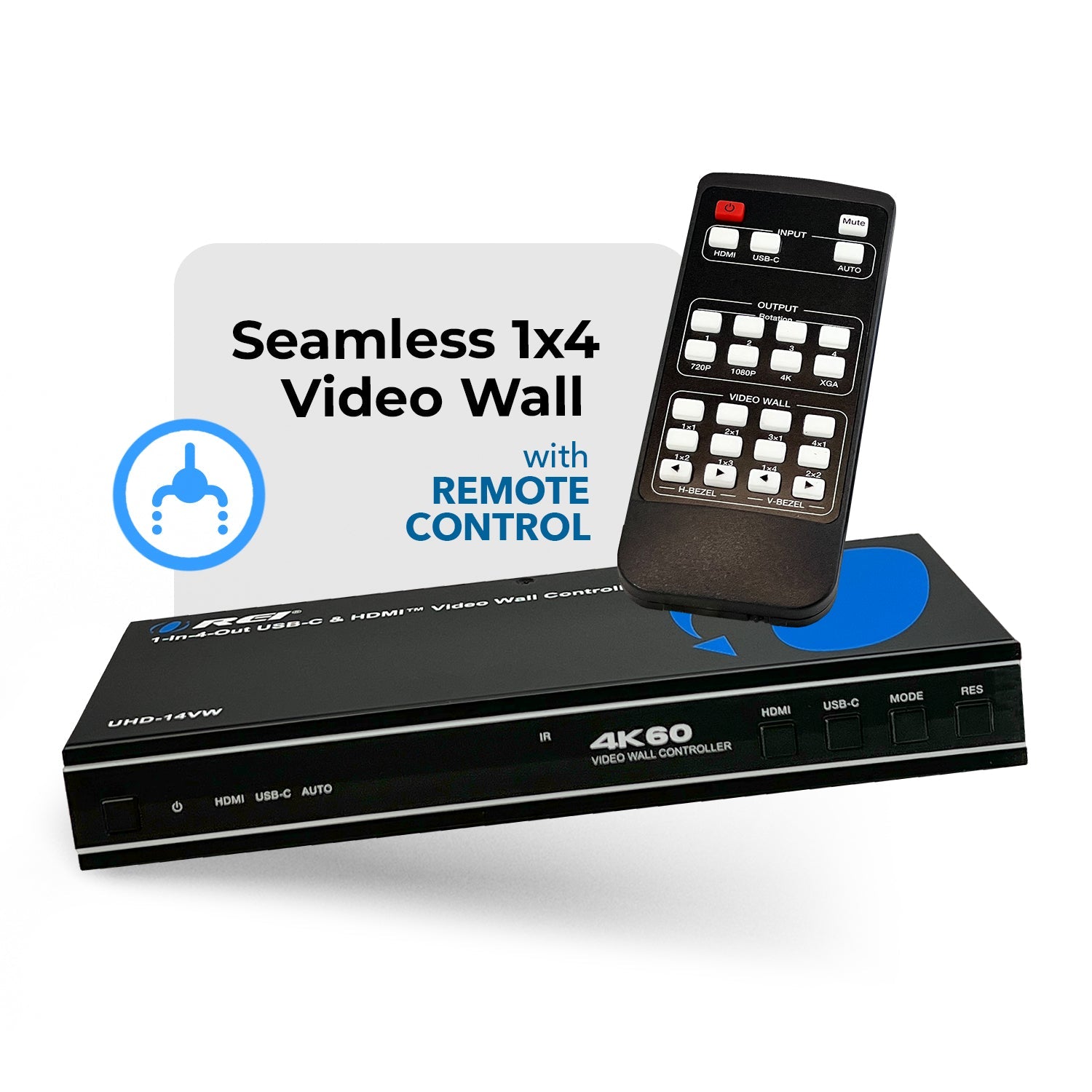 4K 1-In-4-Out USB-C & HDMI™ Video Wall Controller (Audio Extract)-UHD-14VW