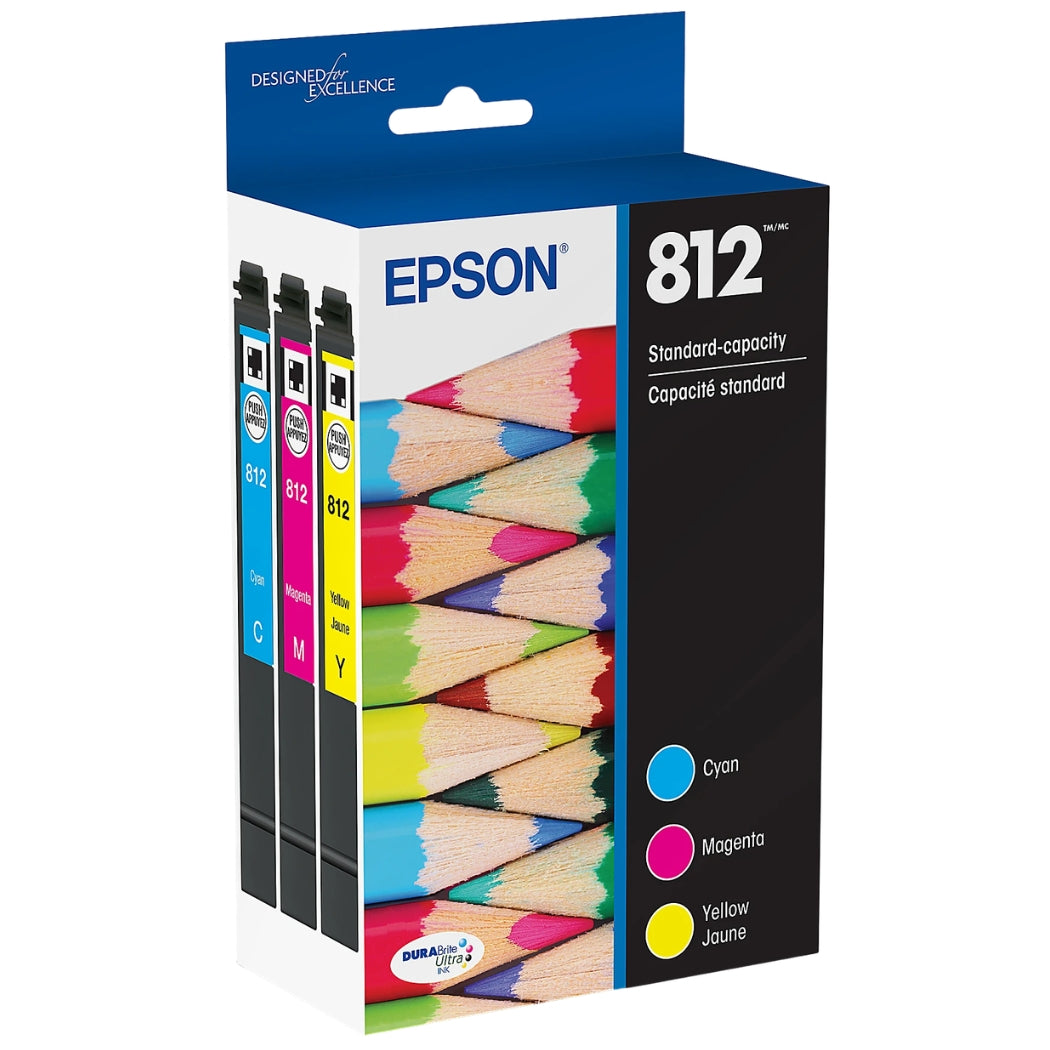 New, Pre-Owned - Epson 812 Standard Yield Multi-Color (3-Pack) Ink Cartridge T812520-S