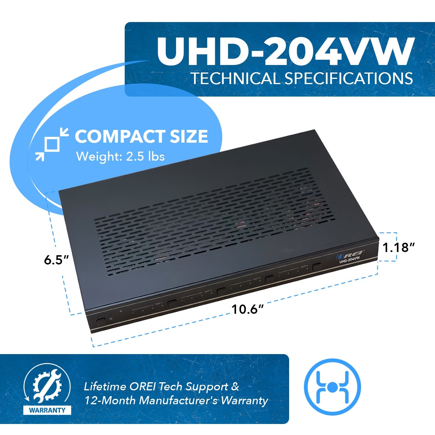 4K@60HZ 4X4 HDMI™ MATRIX W/ VIDEO WALL (SEAMLESS) (UHD-204VW)