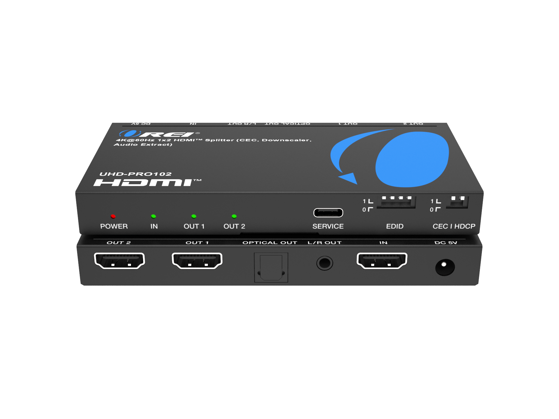 4K@60Hz 1x2 HDMI™ Splitter (CEC, Downscaler, Audio Extract)  UHD-PRO102