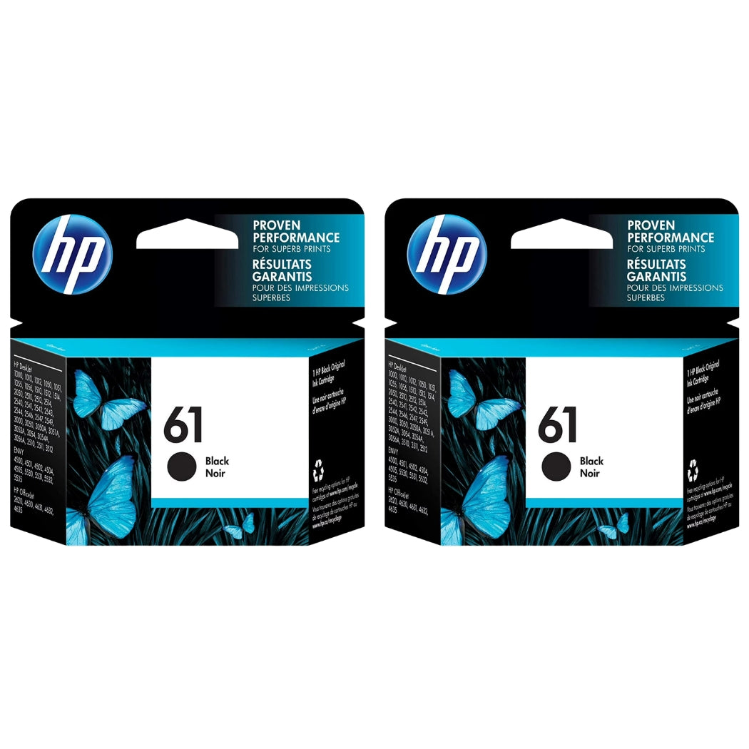 New, Pre-Owned - HP 61 (CH561WN) Black Ink Cartridge- 2 Pack