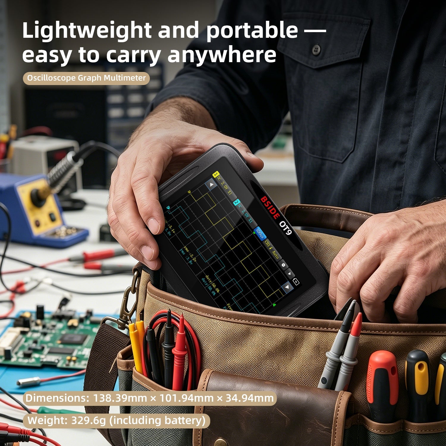 BSIDE OT9 3-in-1 Oscilloscope with Graphing Multimeter & Signal Generator