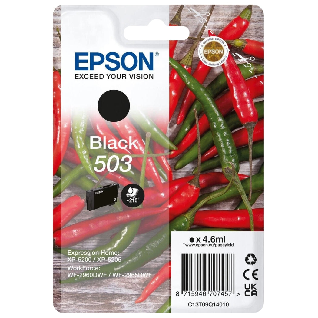 New, Pre-Owned - Epson 503 Standard Yield Black Ink Cartridge, C13T09Q14010
