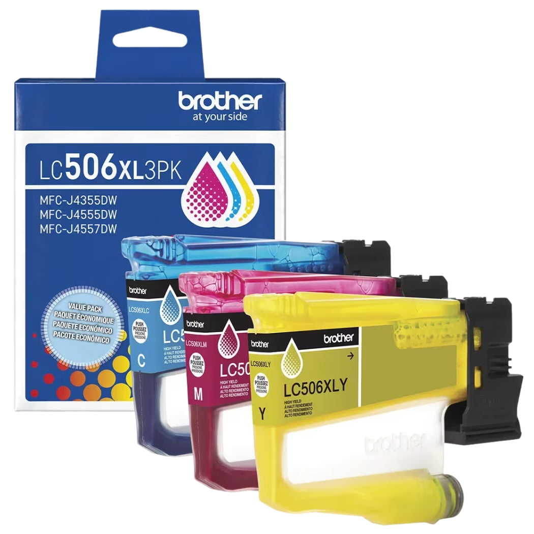 New, Pre-Owned - Brother LC506XL High Yield Multi-Color (CMY) Ink Cartridge,3-Pack