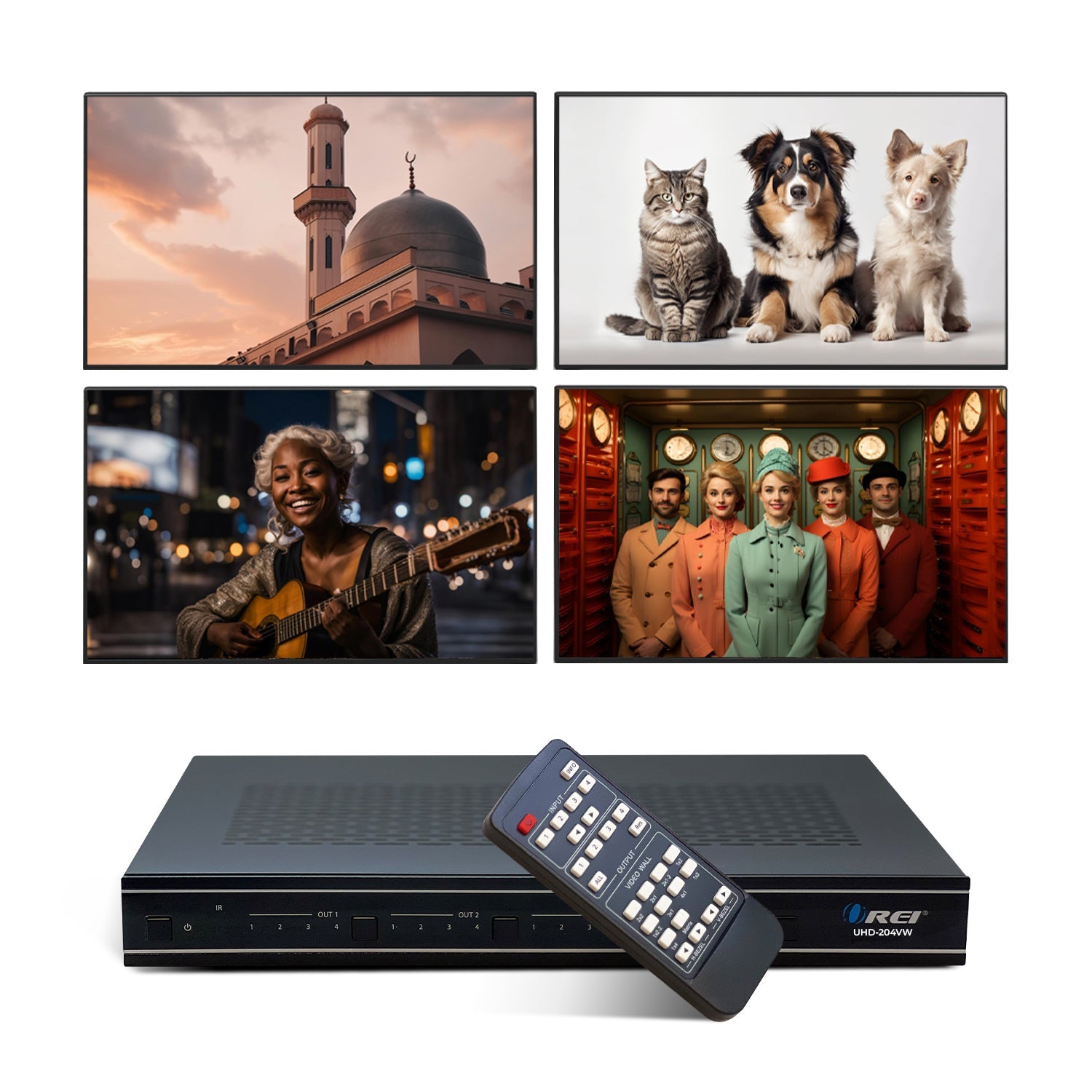 4K@60HZ 4X4 HDMI™ MATRIX W/ VIDEO WALL (SEAMLESS) (UHD-204VW)