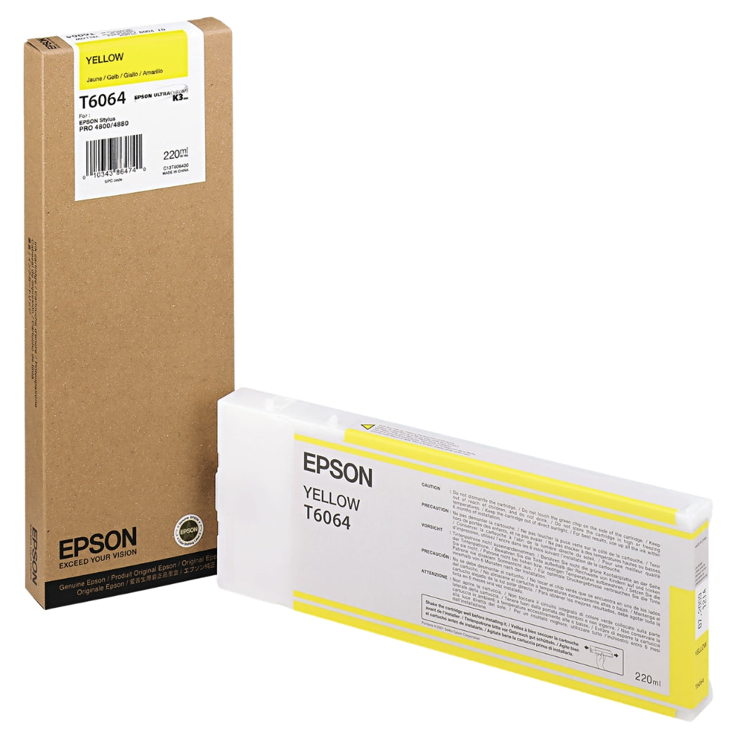 New, Pre-Owned - Epson 220ml UltraChrome K3 Yellow Ink Cartridge, T606400
