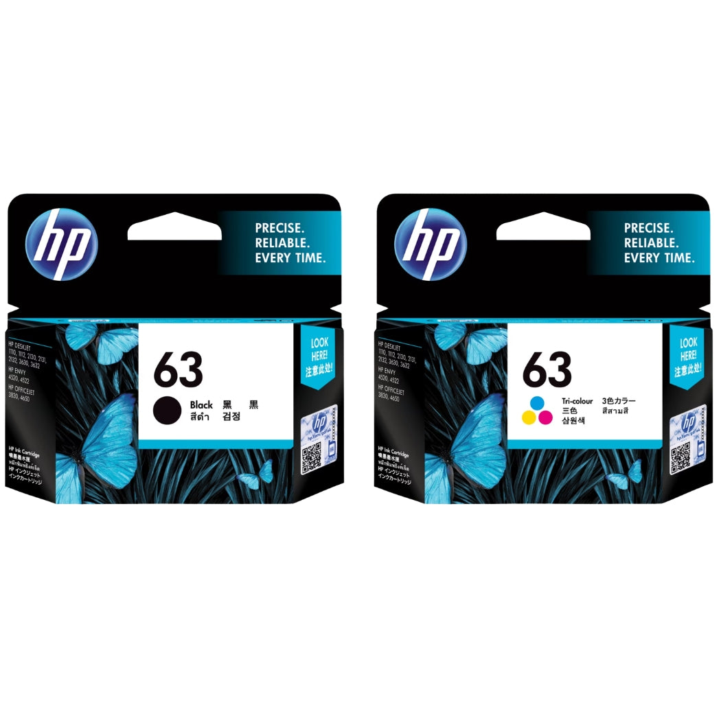 New, Pre-Owned - High Yield HP 63 Black and Tri-Color Ink Cartridge