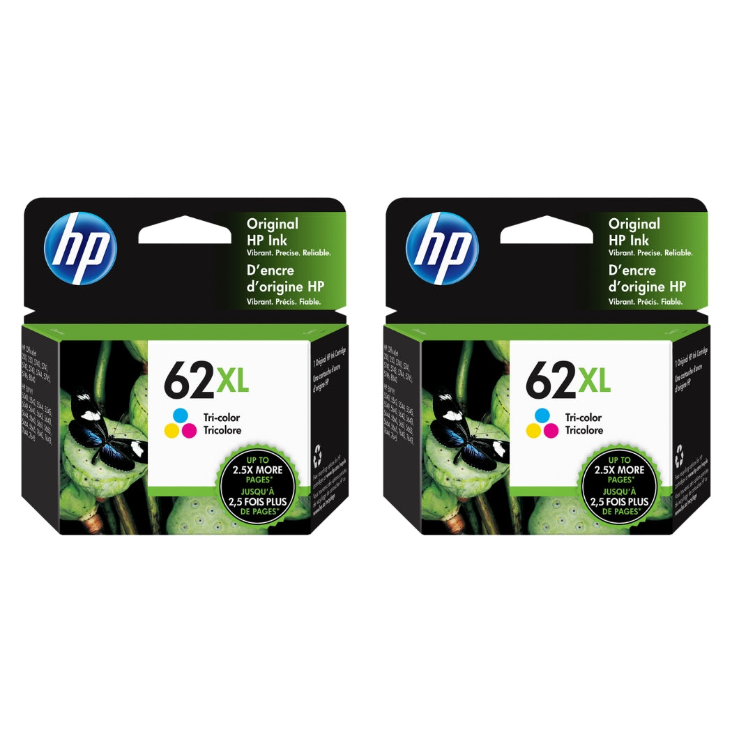 New, Pre-Owned - HP 62XL (C2P07AN) Tri-Color Ink Cartridge - Twin Pack