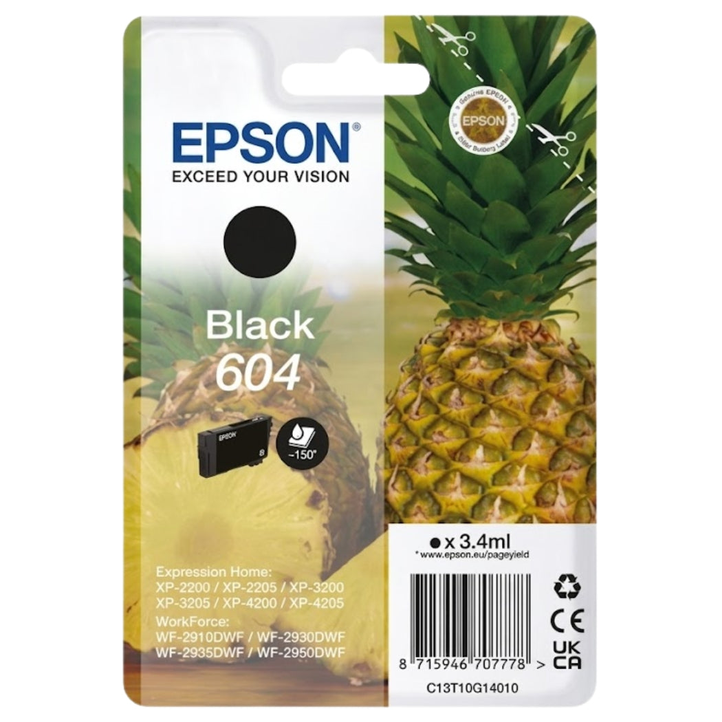 New, Pre-Owned - Epson 604 Standard Yield Black Ink Cartridge, C13T10G14010