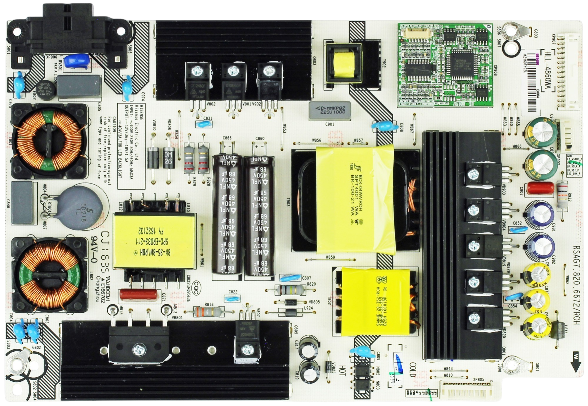 191496 Hisense Power Supply, RSAG7.820.6672/ROH, HLL-4860WA, 191496, 50H8C